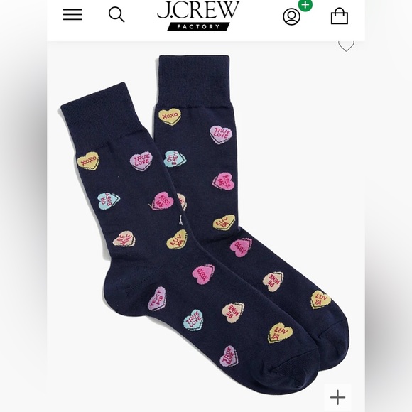 J CREW Mens CANDY HEART novelty Dress Socks LOVE Valentine’s Day conversation - Picture 3 of 3
